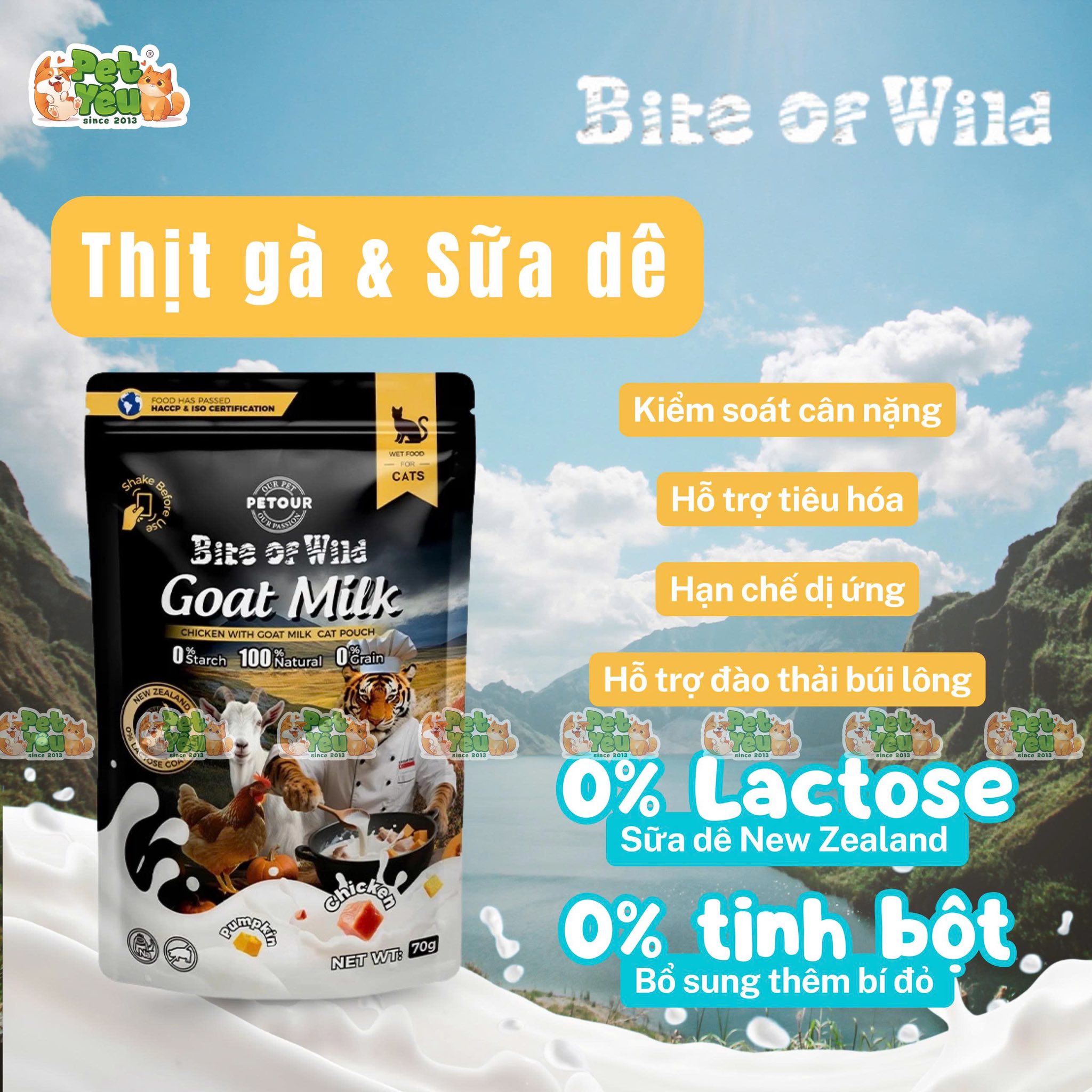 Pate mèo Bite Of Wild Dòng Sữa Dê (Túi 70g)