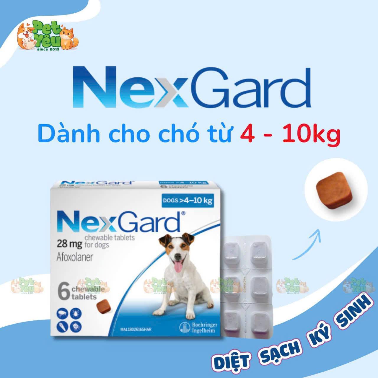 Viên nhai Nexgard phòng và trị ve, bọ chét cho chó