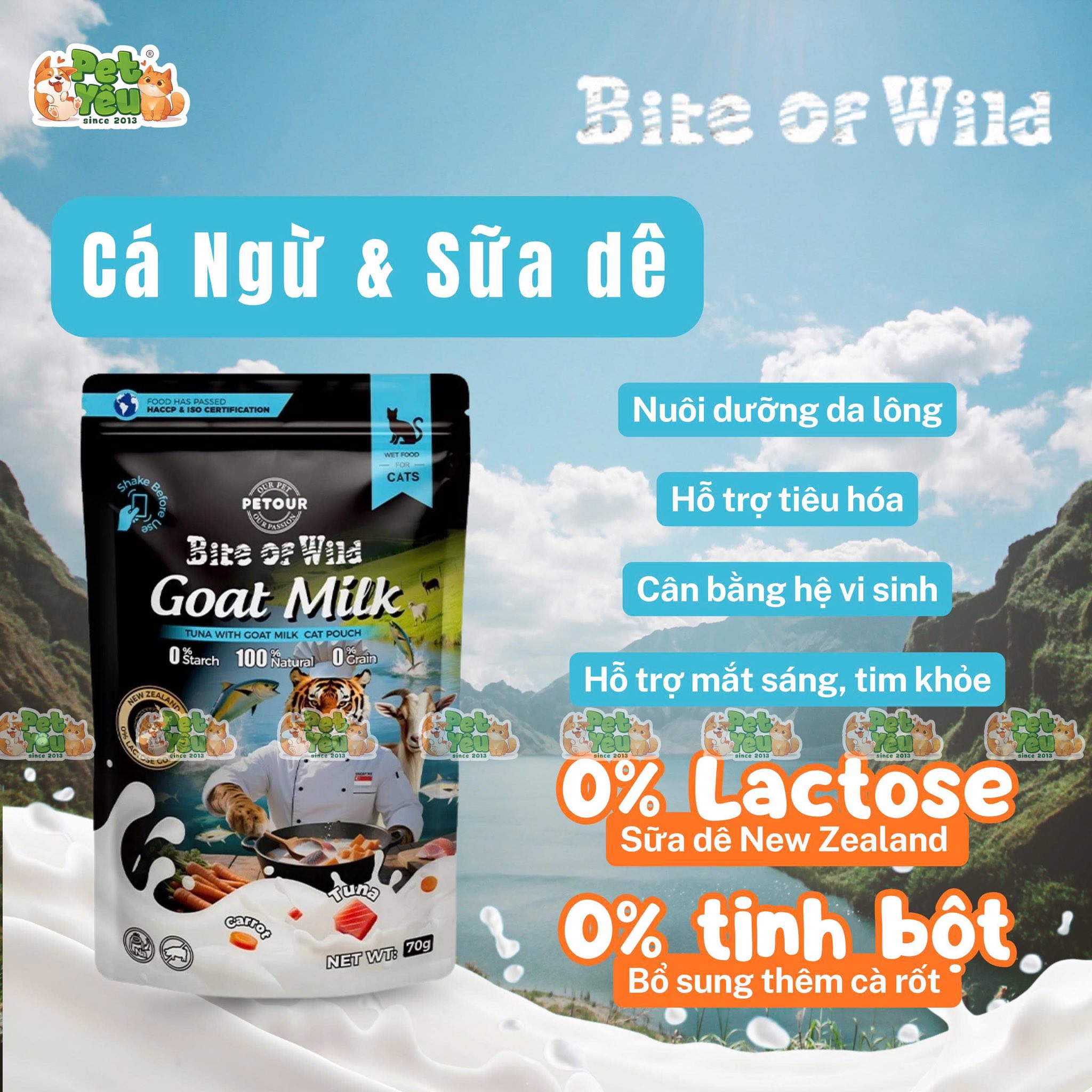Pate mèo Bite Of Wild Dòng Sữa Dê (Túi 70g)