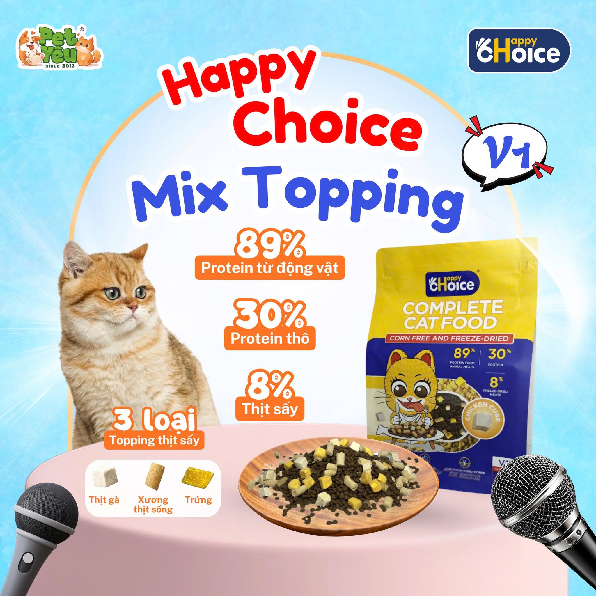 Thức ăn mèo Happy Choice Mix Topping