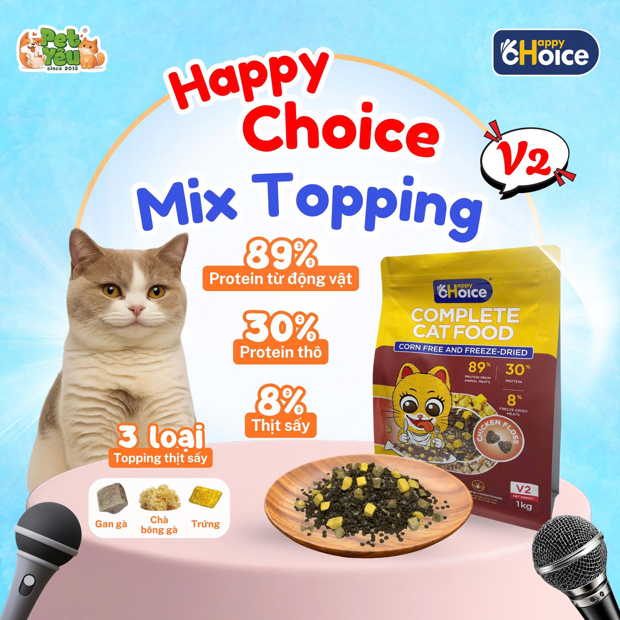 Thức ăn mèo Happy Choice Mix Topping