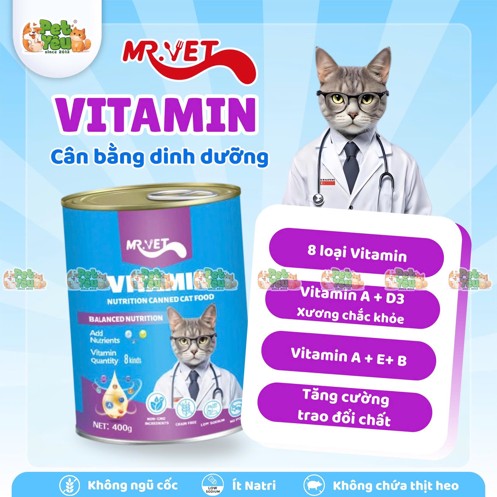 Pate Cho Mèo MR.VET Lon 400G