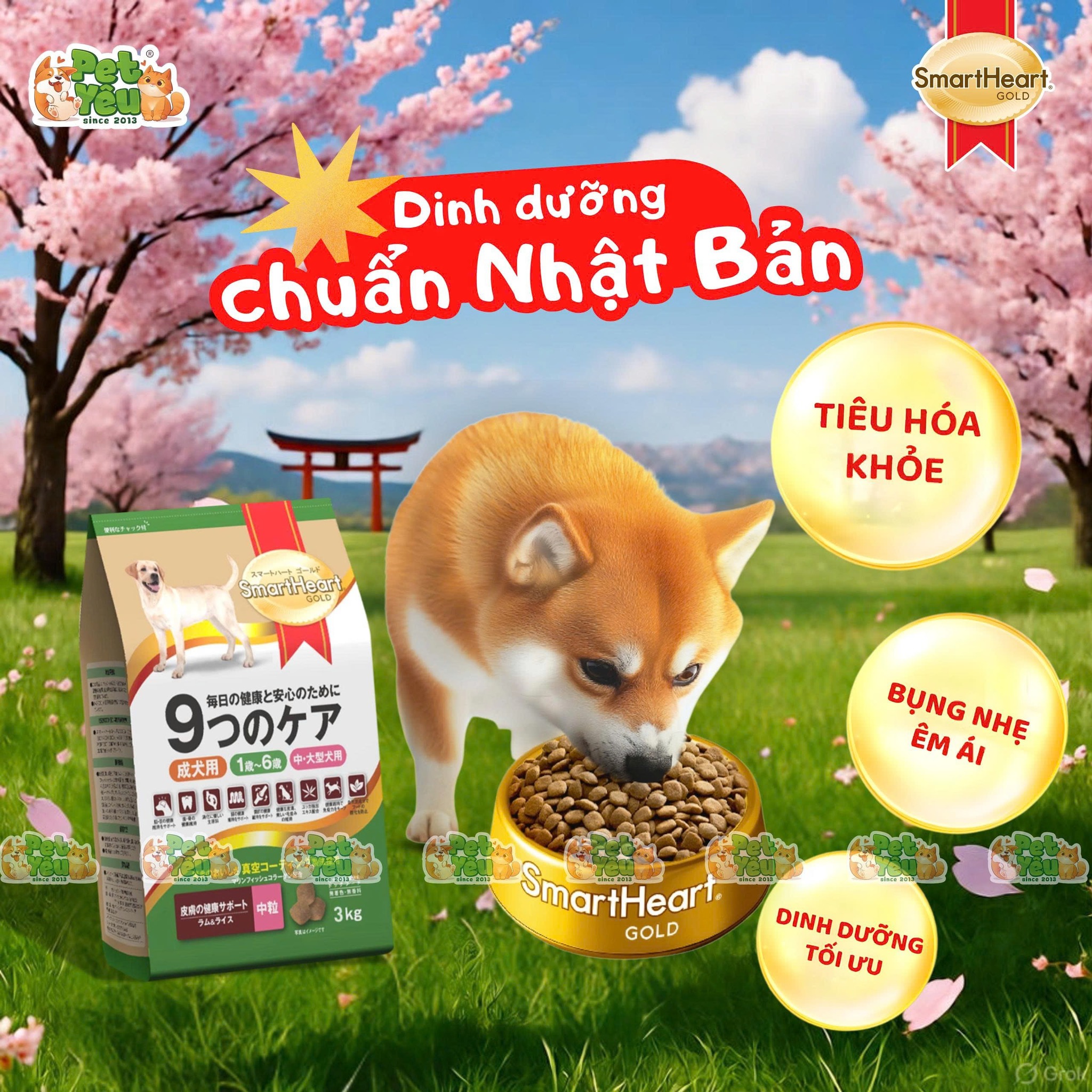 Hạt Cho Chó Trưởng Thành SmartHeart Gold Cao Cấp Vị Cừu & Gạo