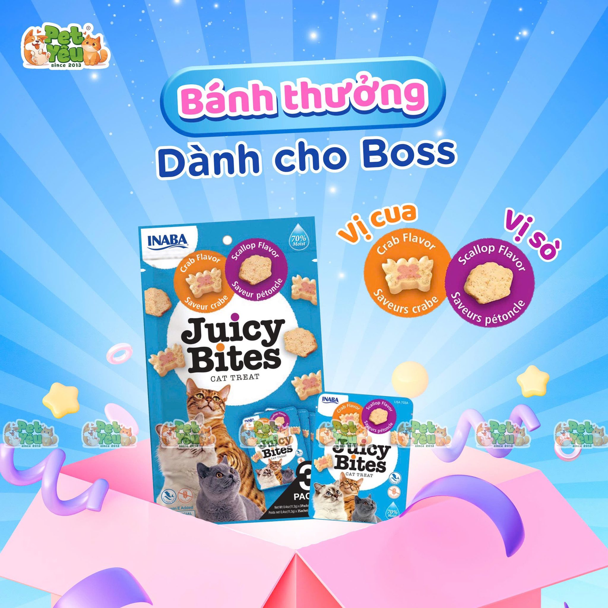Bánh thưởng mềm INABA JUICY BITES gói 33,9g (3 gói x 11.3g)