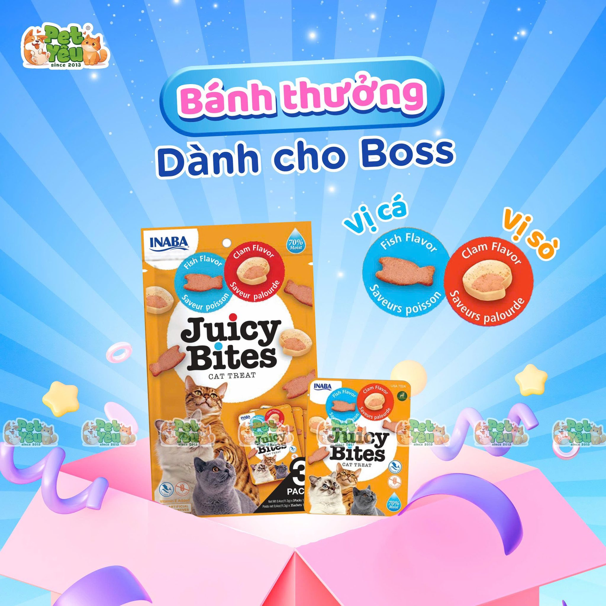 Bánh thưởng mềm INABA JUICY BITES gói 33,9g (3 gói x 11.3g)