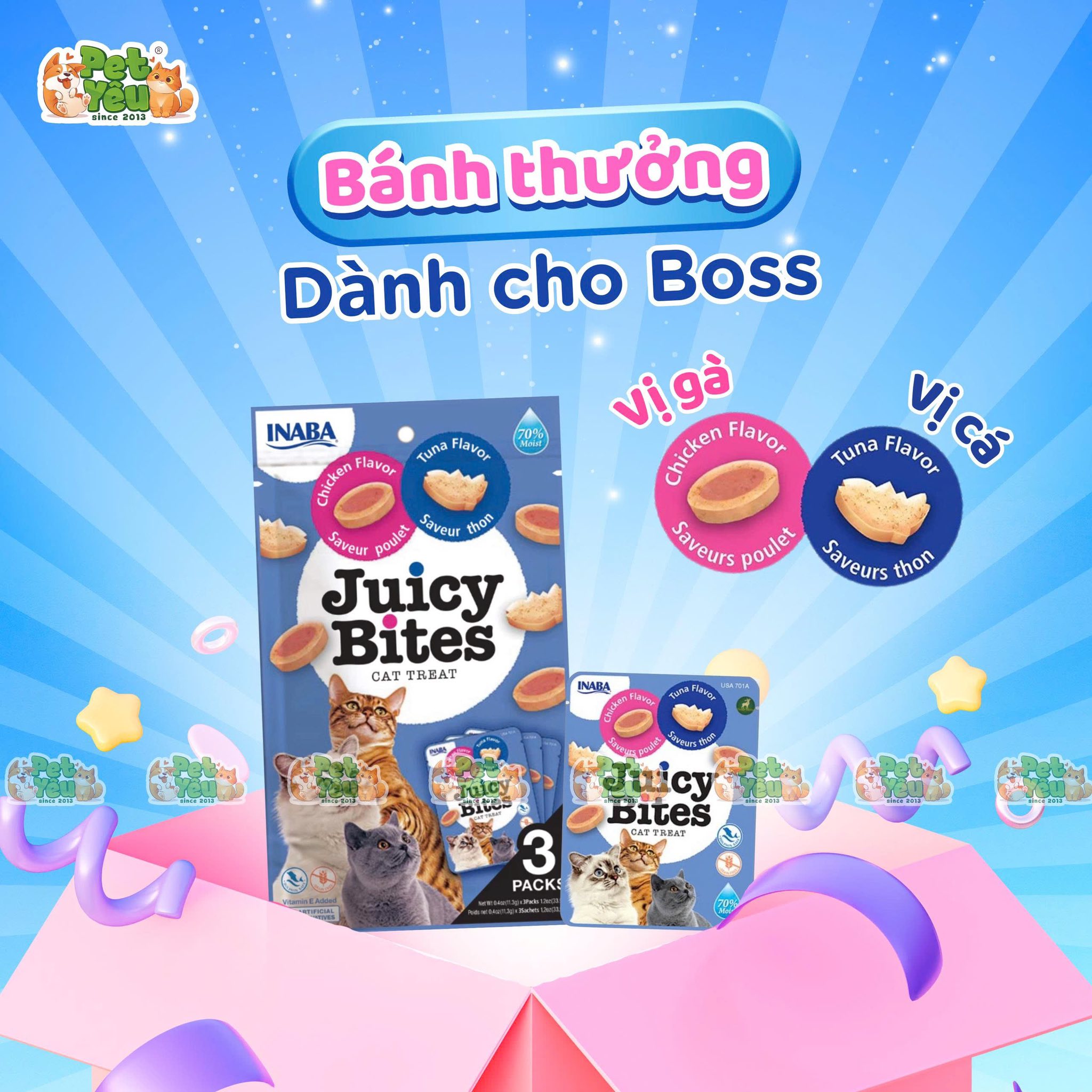 Bánh thưởng mềm INABA JUICY BITES gói 33,9g (3 gói x 11.3g)