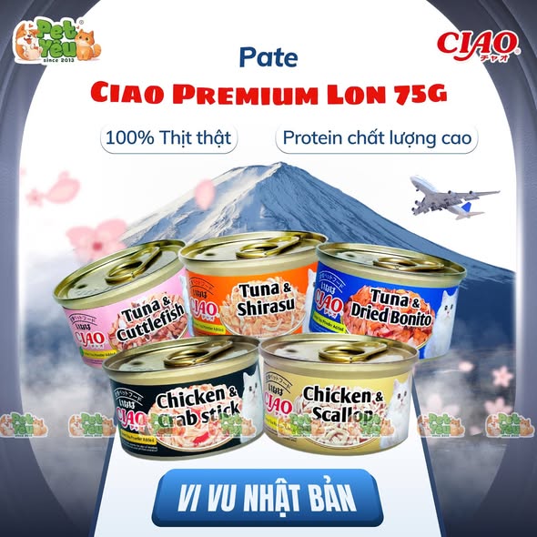 Pate Ciao Premium cho mèo - Lon 75G