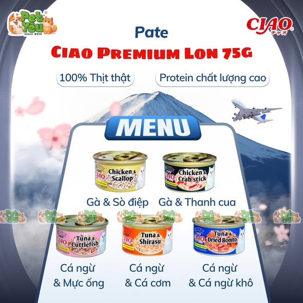 Pate Ciao Premium cho mèo - Lon 75G