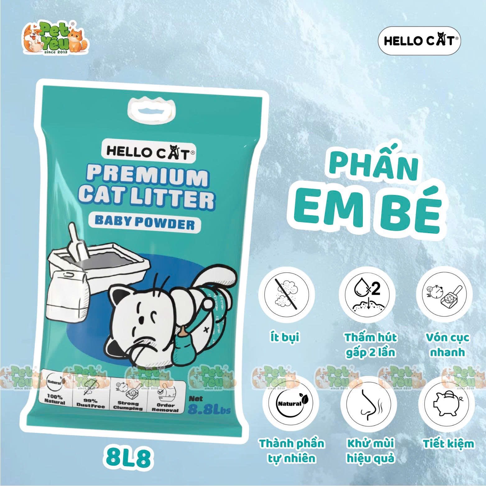 Cát đất sét dành cho mèo Hello Cat - 8L8