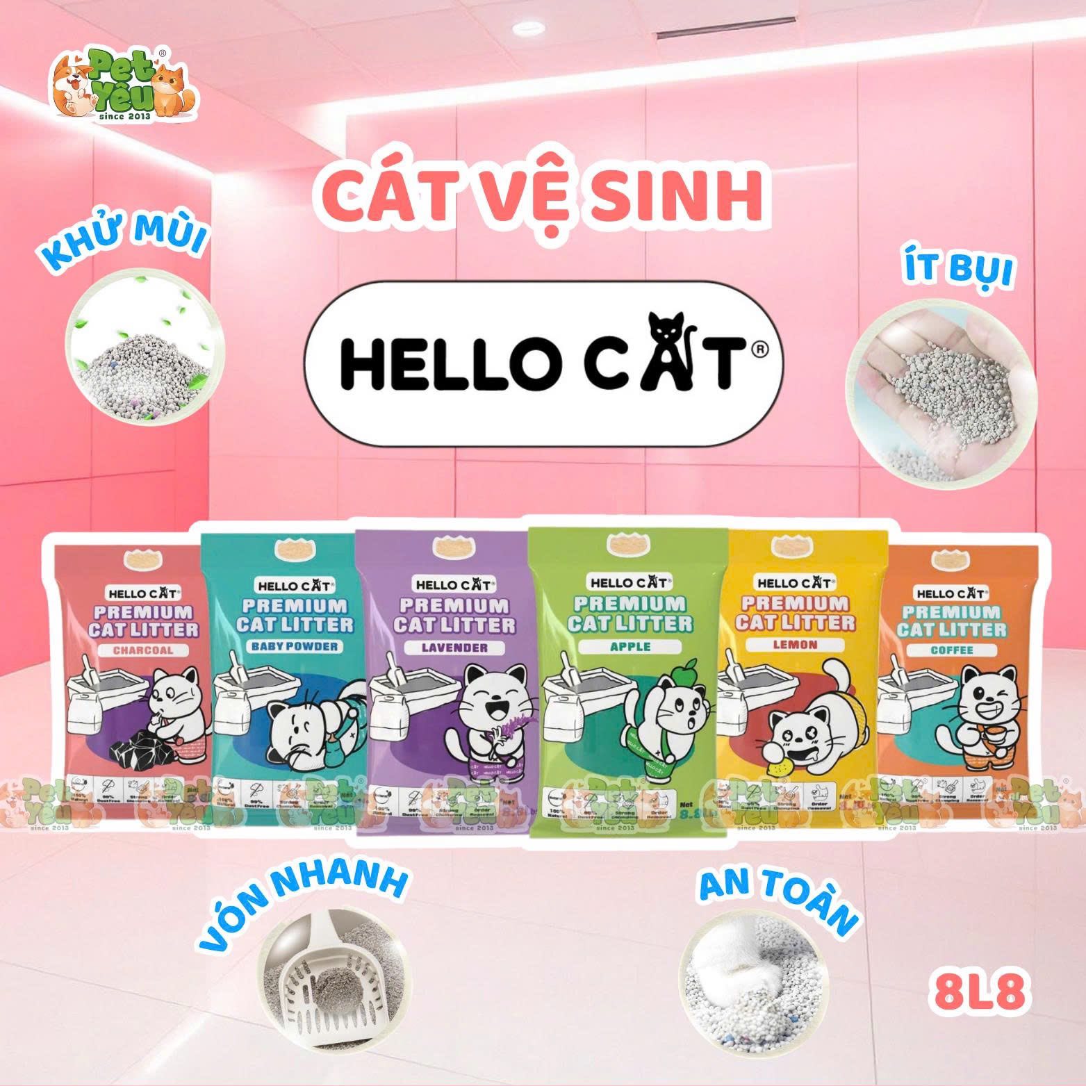 Cát đất sét dành cho mèo Hello Cat - 8L8