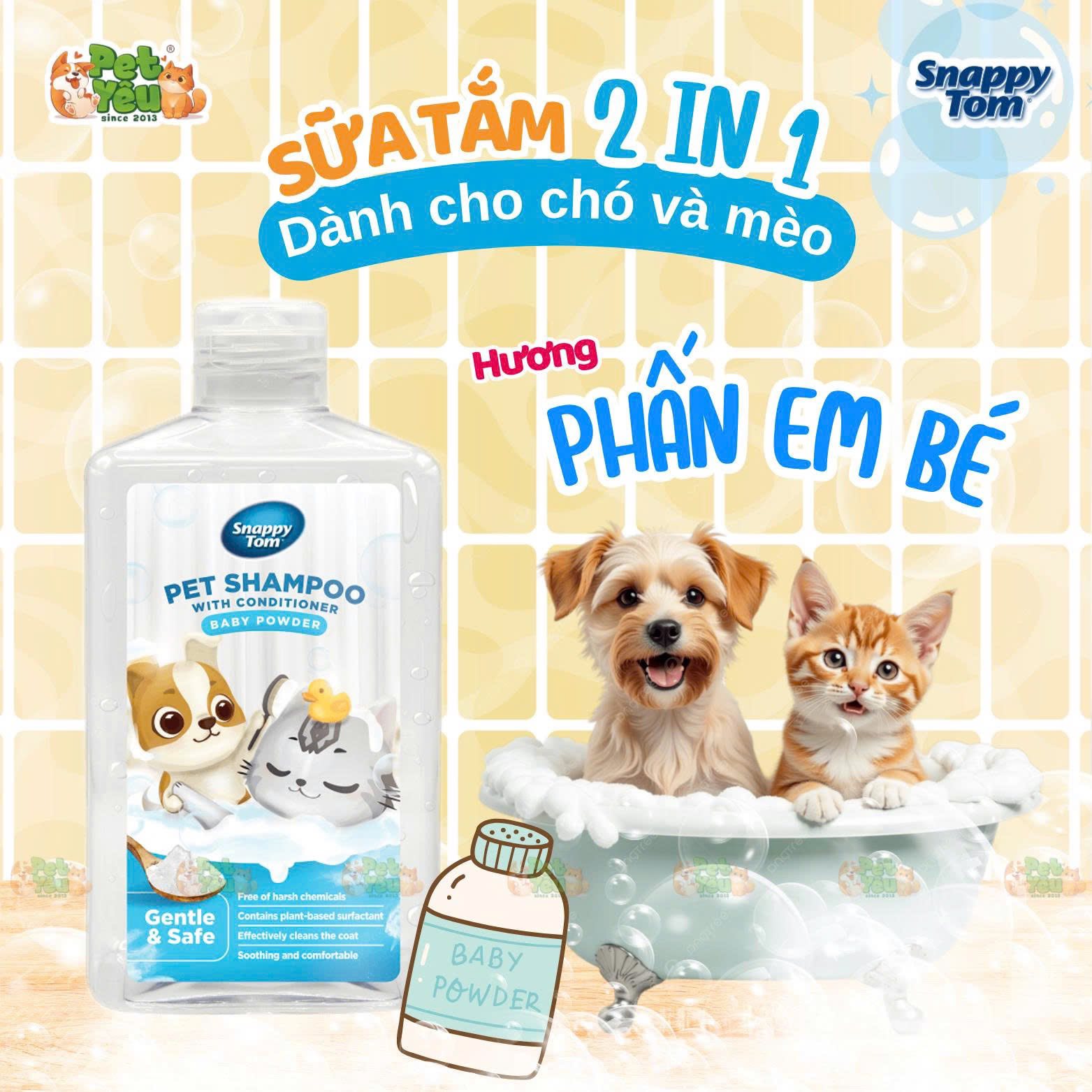 Sữa Tắm Xả SNAPPY TOM 2in1 Cho Thú Cưng - Chai 500ML