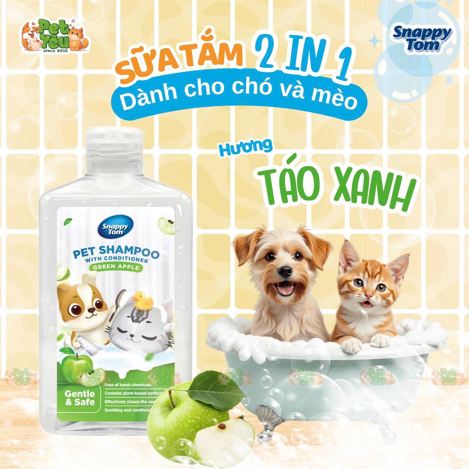 Sữa Tắm Xả SNAPPY TOM 2in1 Cho Thú Cưng - Chai 500ML