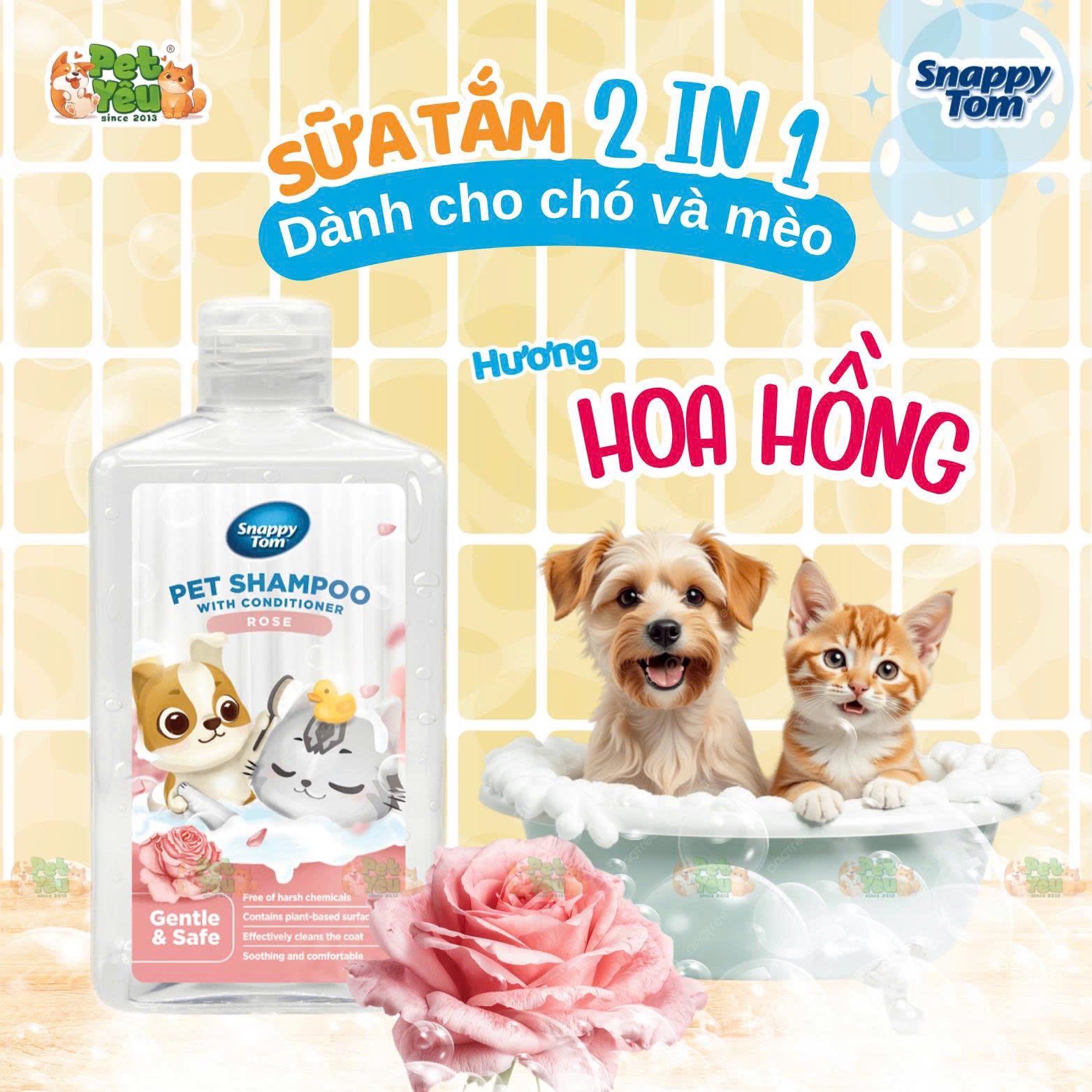 Sữa Tắm Xả SNAPPY TOM 2in1 Cho Thú Cưng - Chai 500ML