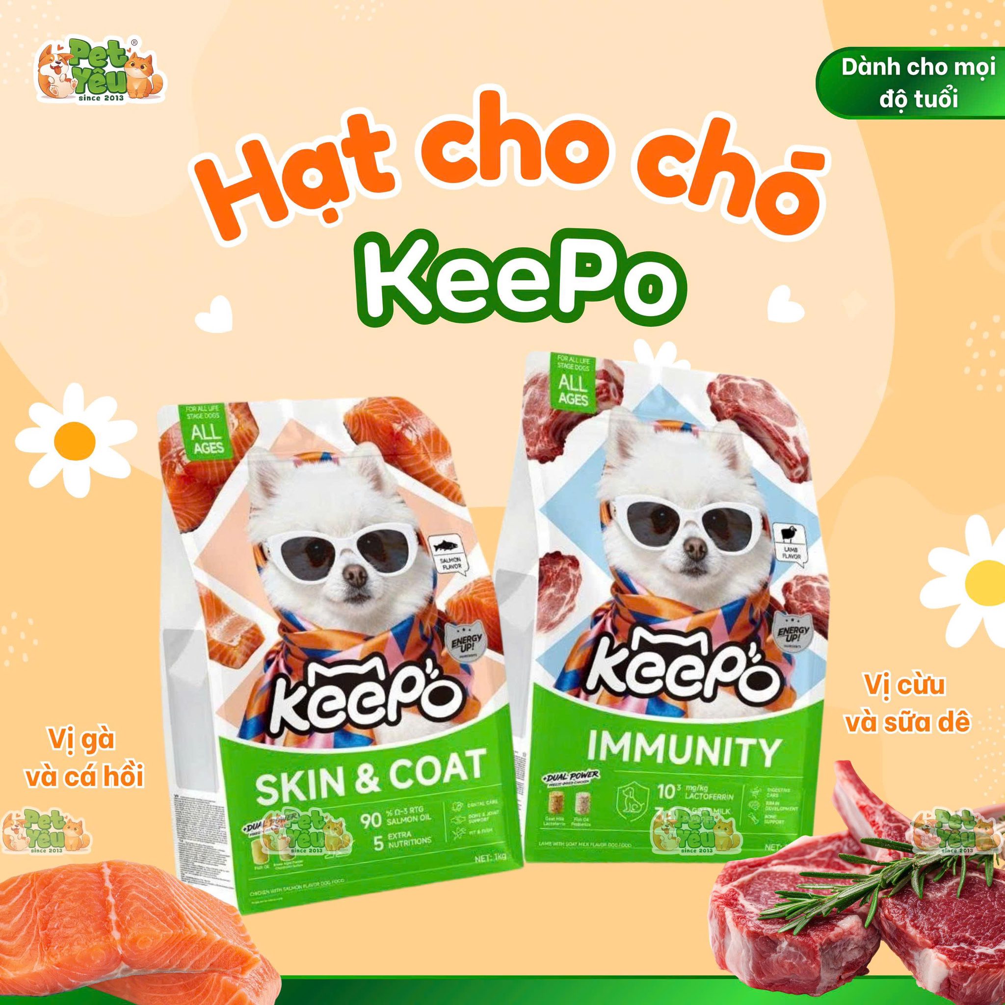 Thức ăn hạt KEEPO dành cho chó mọi độ tuổi- Túi 1Kg