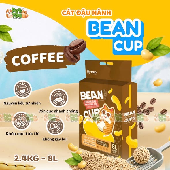 Cát đậu nành hữu cơ Bean Cup cho mèo - 8L