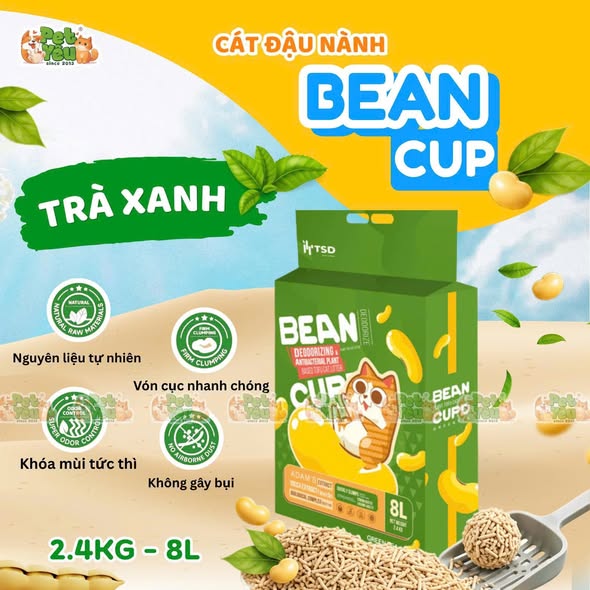 Cát đậu nành hữu cơ Bean Cup cho mèo - 8L