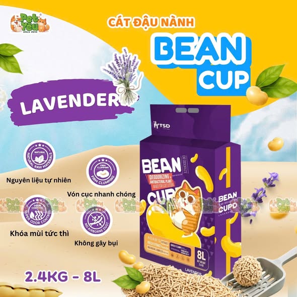 Cát đậu nành hữu cơ Bean Cup cho mèo - 8L