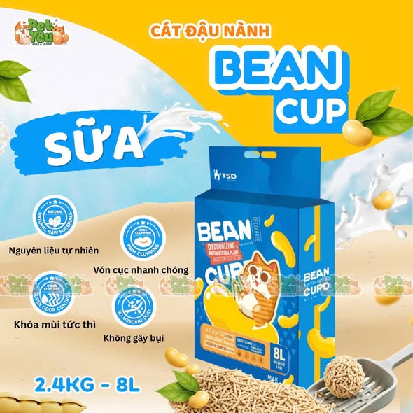 Cát đậu nành hữu cơ Bean Cup cho mèo - 8L