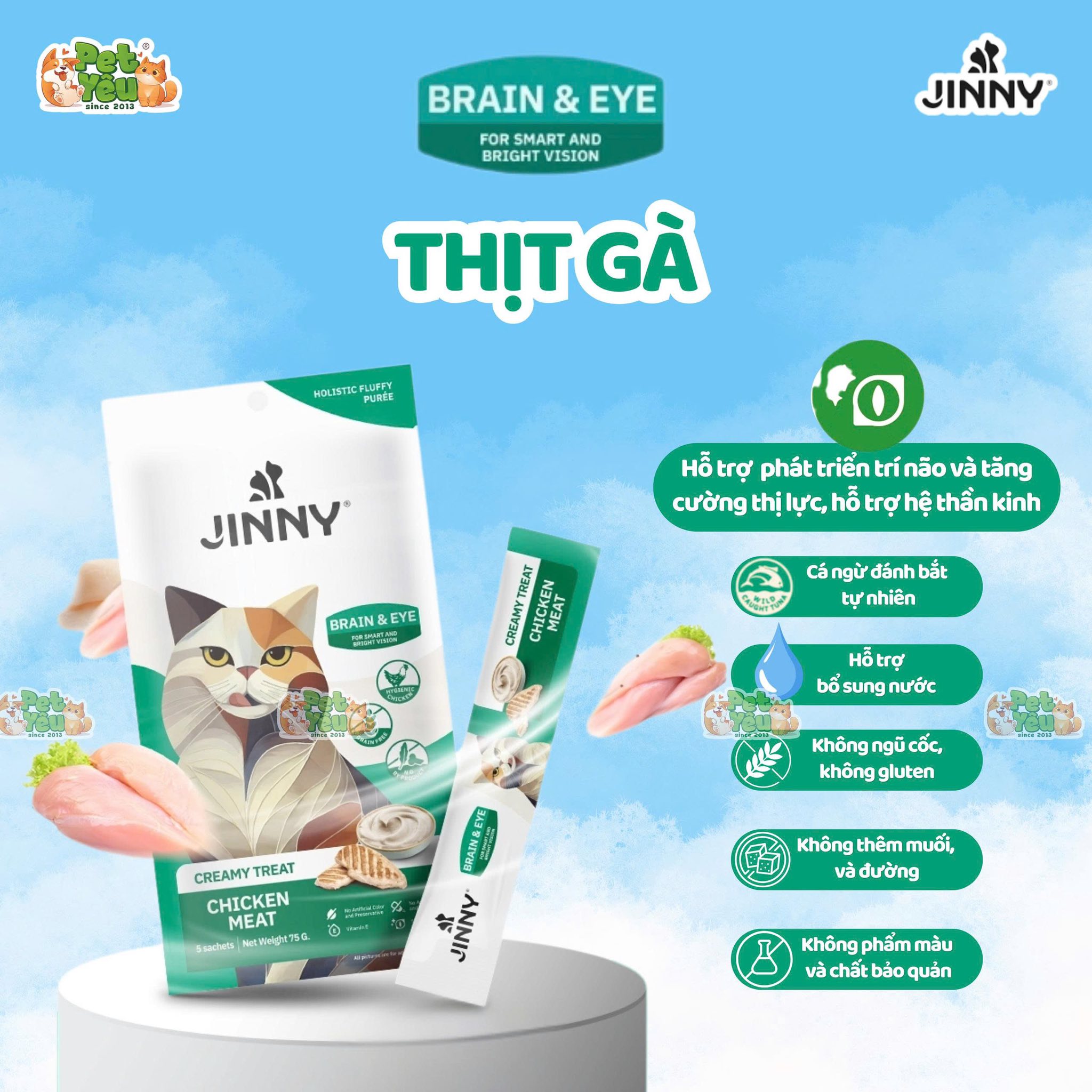 Súp thưởng dành cho mèo JINNY - Túi 75G ( 5Gói x 15G)