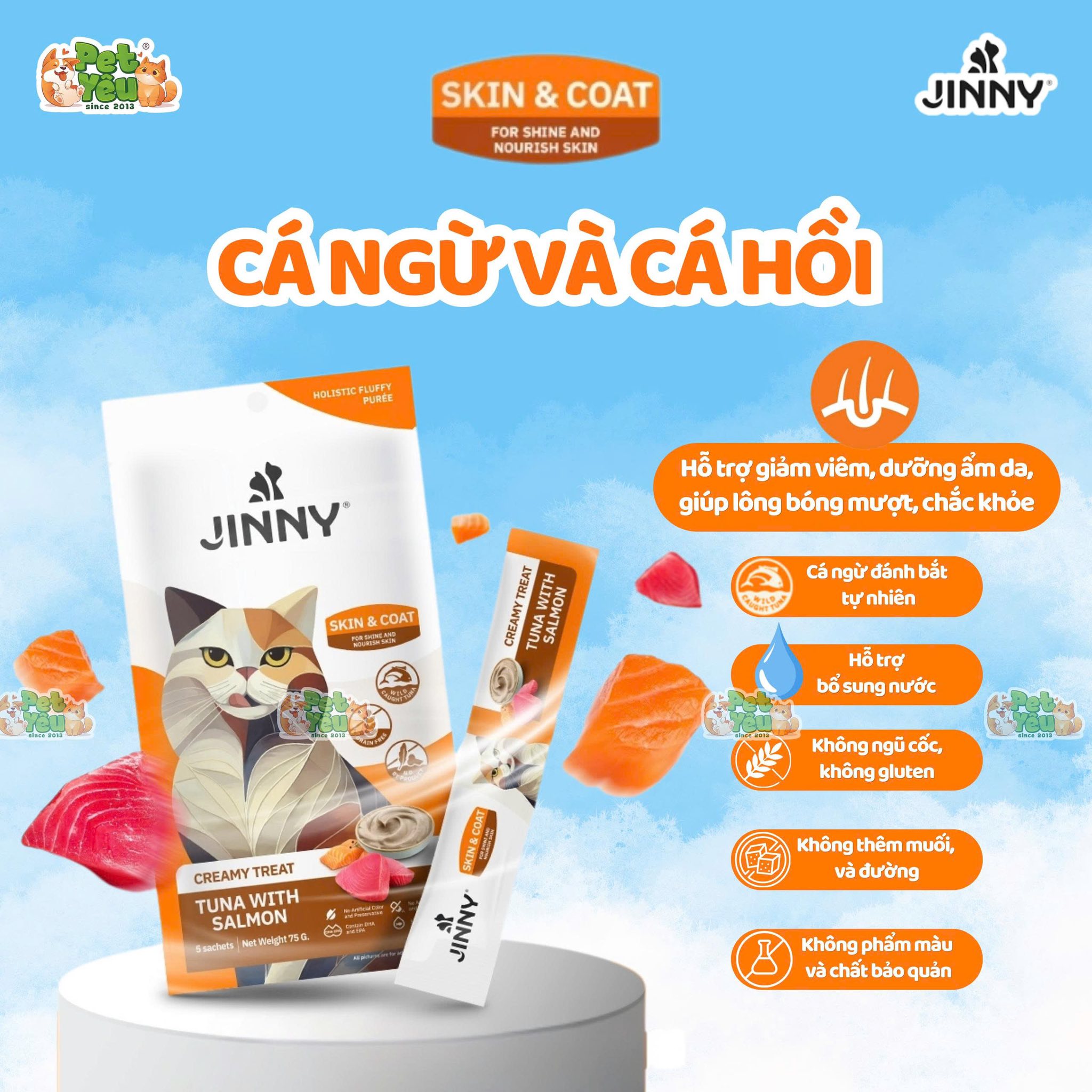 Súp thưởng dành cho mèo JINNY - Túi 75G ( 5Gói x 15G)