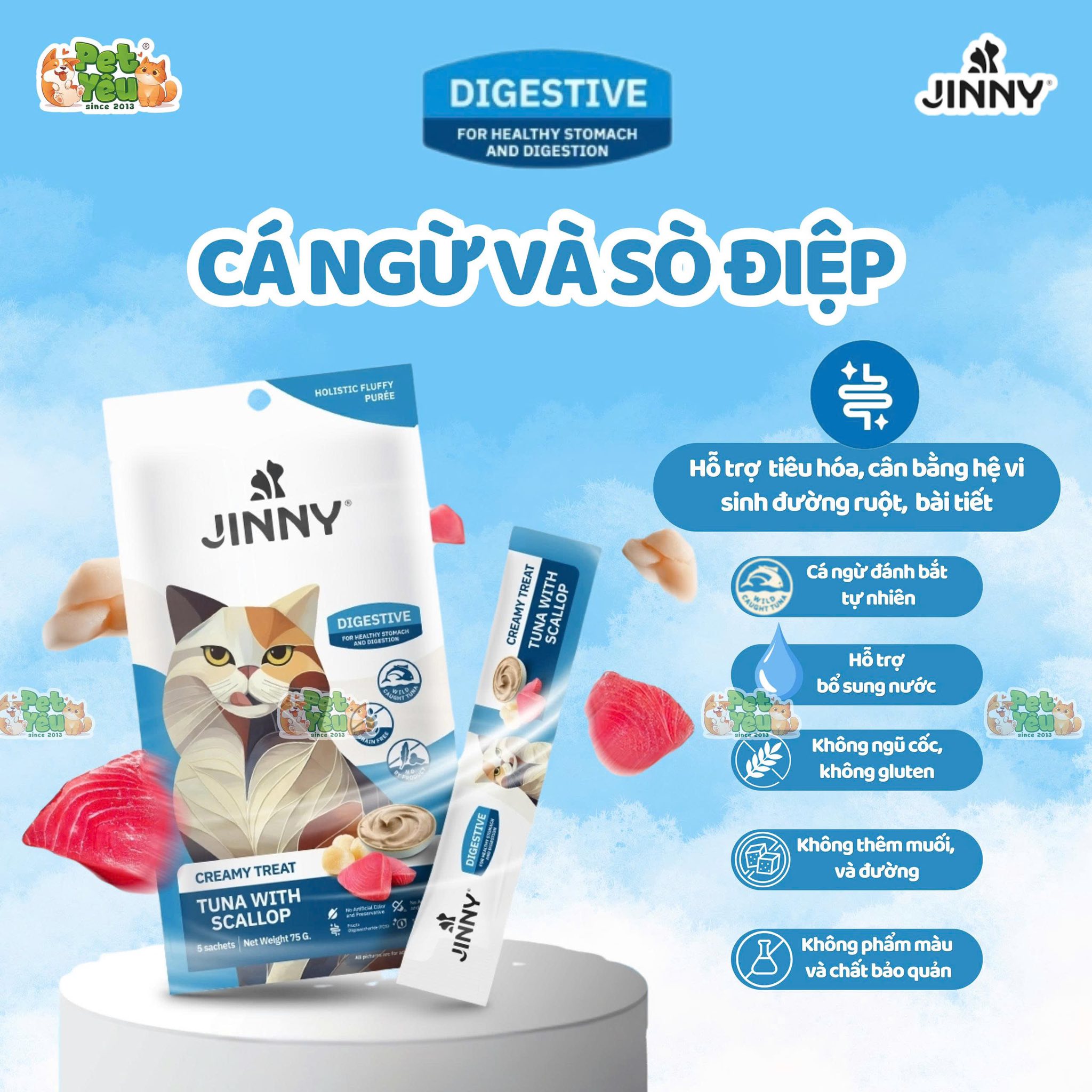 Súp thưởng dành cho mèo JINNY - Túi 75G ( 5Gói x 15G)