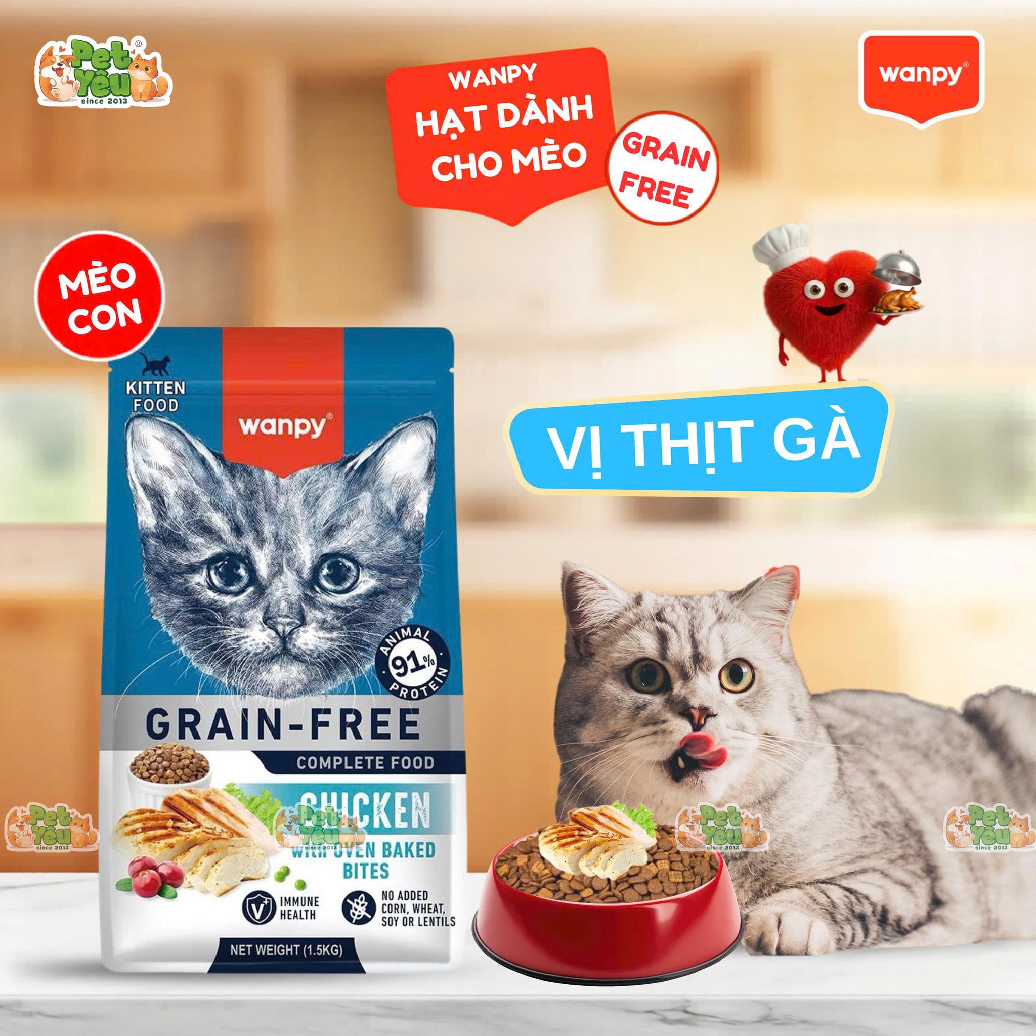 Hạt Wanpy Grain-Free cho mèo mọi lứa tuổi