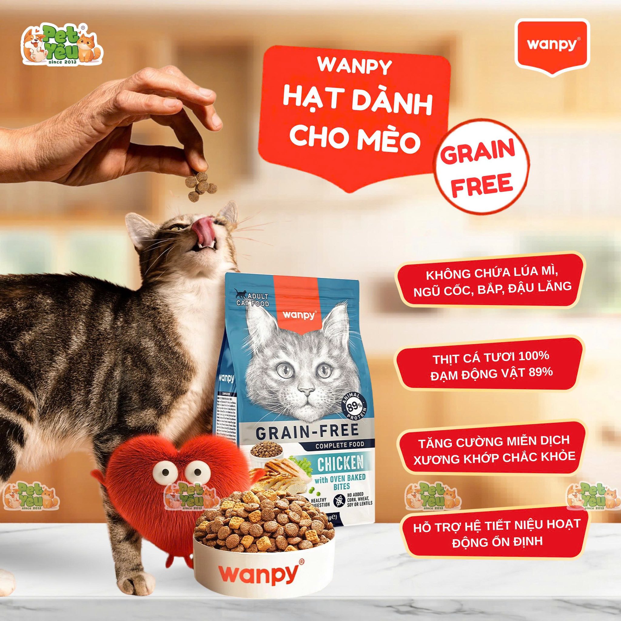Hạt Wanpy Grain-Free cho mèo mọi lứa tuổi