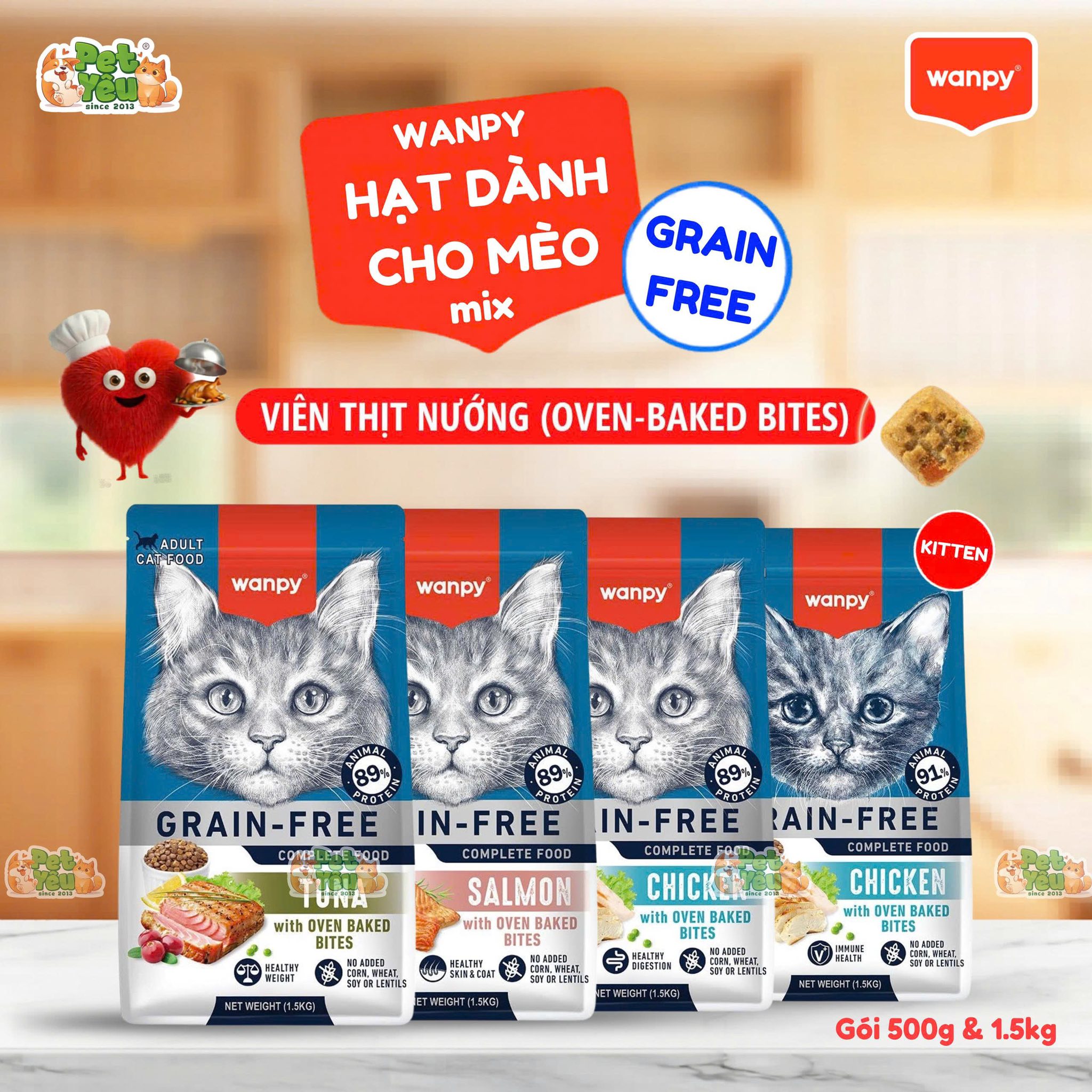 Hạt Wanpy Grain-Free cho mèo mọi lứa tuổi