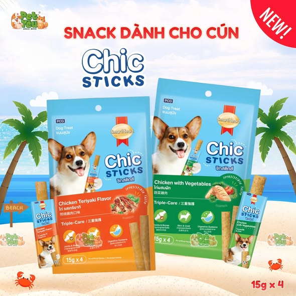Bánh Thưởng SmartHeart Chicstick Cho Chó - 60G (4 Que x 15G)
