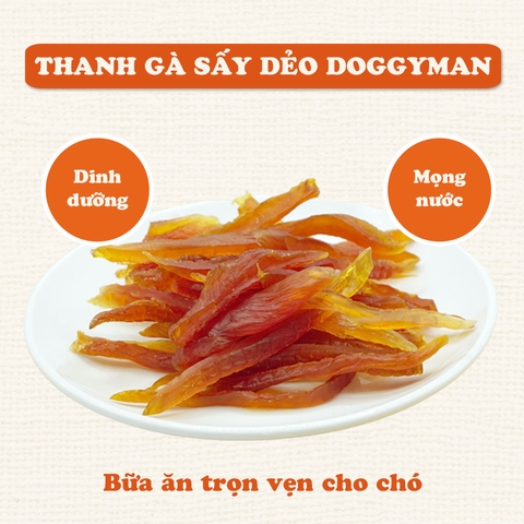 Snack Thịt Gà Sấy Dẻo Doggy Man cho cún cưng- Túi 80G