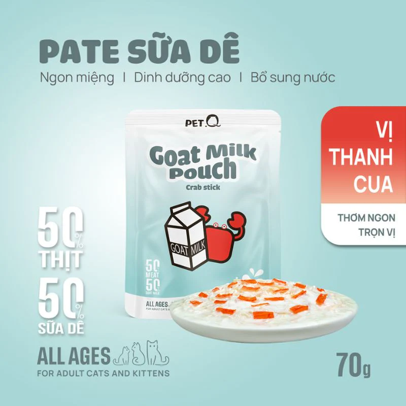 Pate sữa Dê PETQ dành cho mèo- Túi 70G