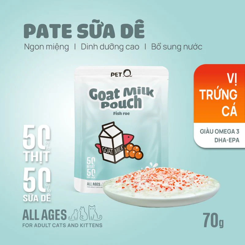 Pate sữa Dê PETQ dành cho mèo- Túi 70G
