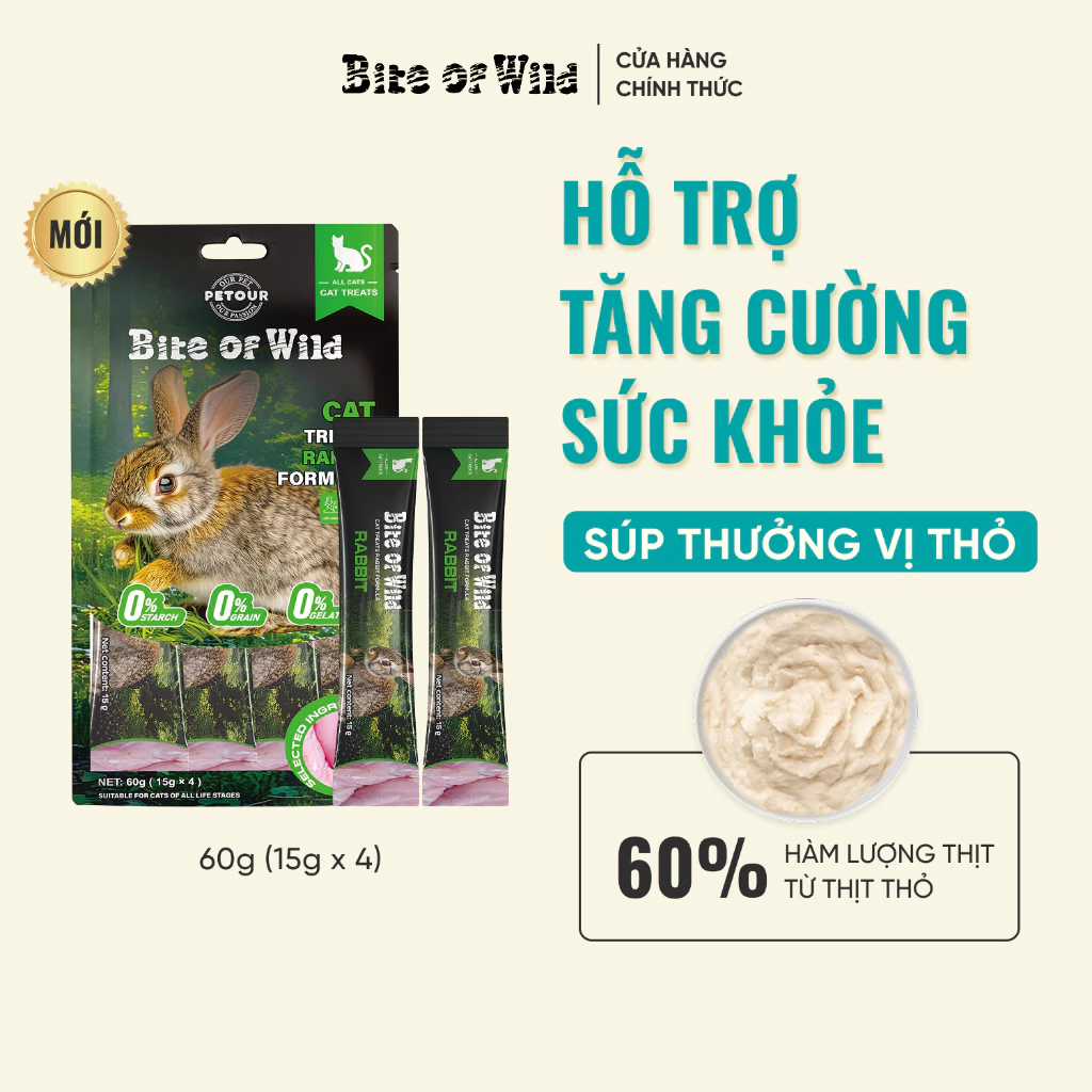 Súp thưởng Bite Of Wild cho mèo gói 60g (4 gói x 15g)