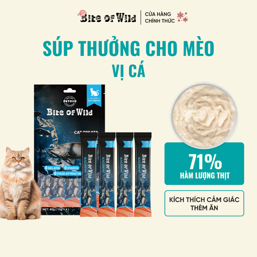 Súp thưởng Bite Of Wild cho mèo gói 60g (4 gói x 15g)