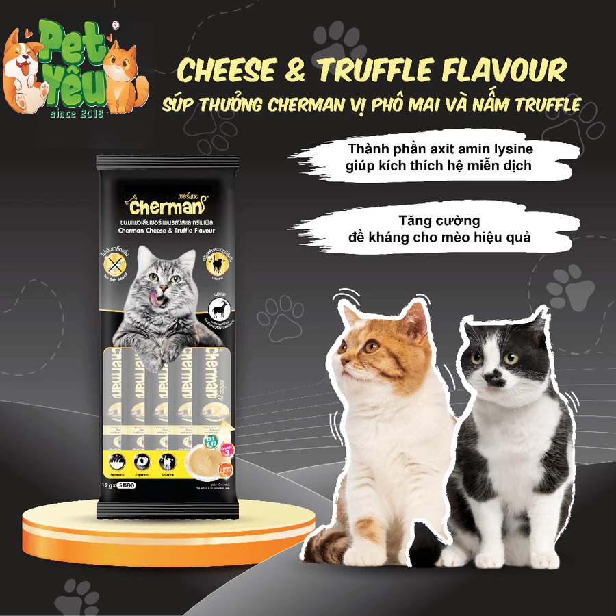 Súp Thưởng Cherman Creamy Treats Cho Mèo Túi 60g (12gx 5 gói)