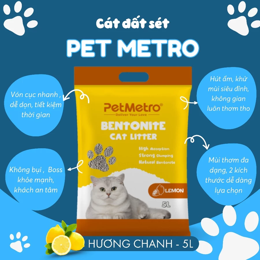 Cát đất sét PET METRO cho mèo