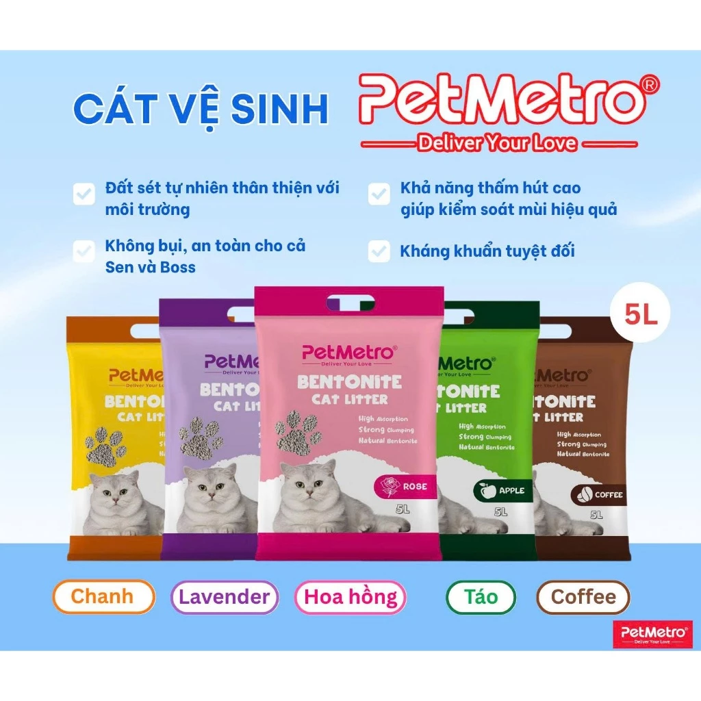 Cát đất sét PET METRO cho mèo