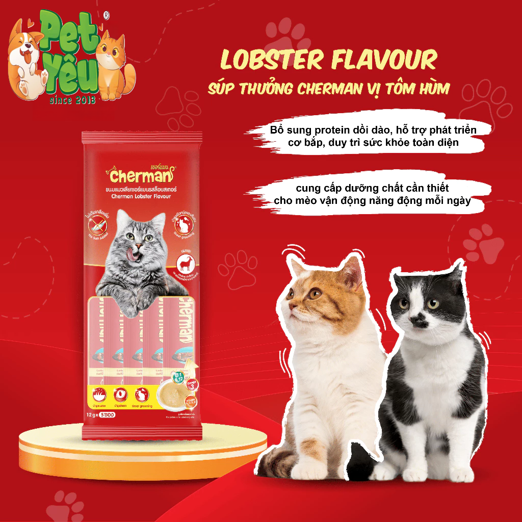 Súp Thưởng Cherman Creamy Treats Cho Mèo Túi 60g (12gx 5 gói)