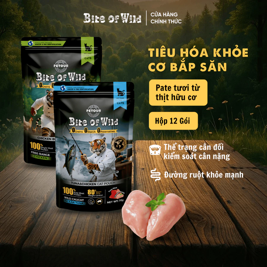 Pate mèo Bite Of Wild Dòng Giàu Protein + Ít Chất Béo (Túi 70g)