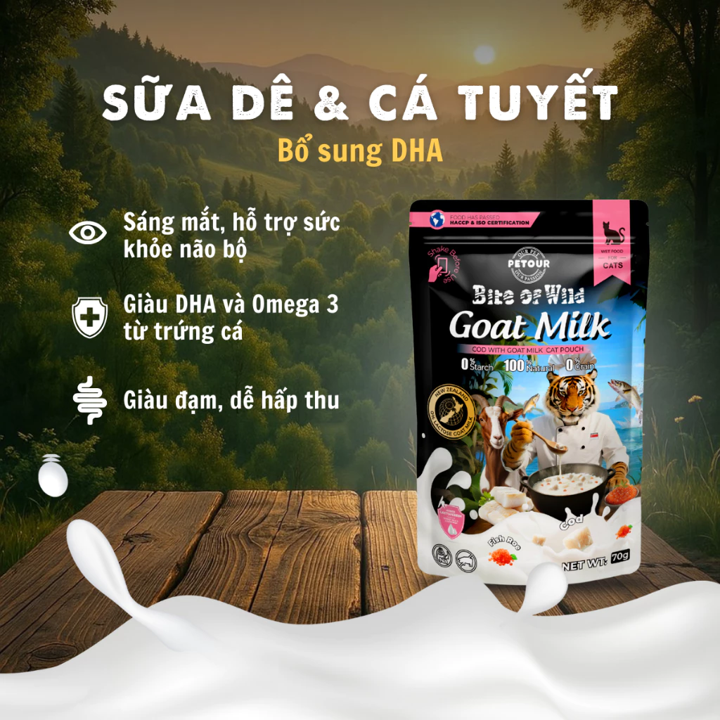 Pate mèo Bite Of Wild Dòng Sữa Dê (Túi 70g)
