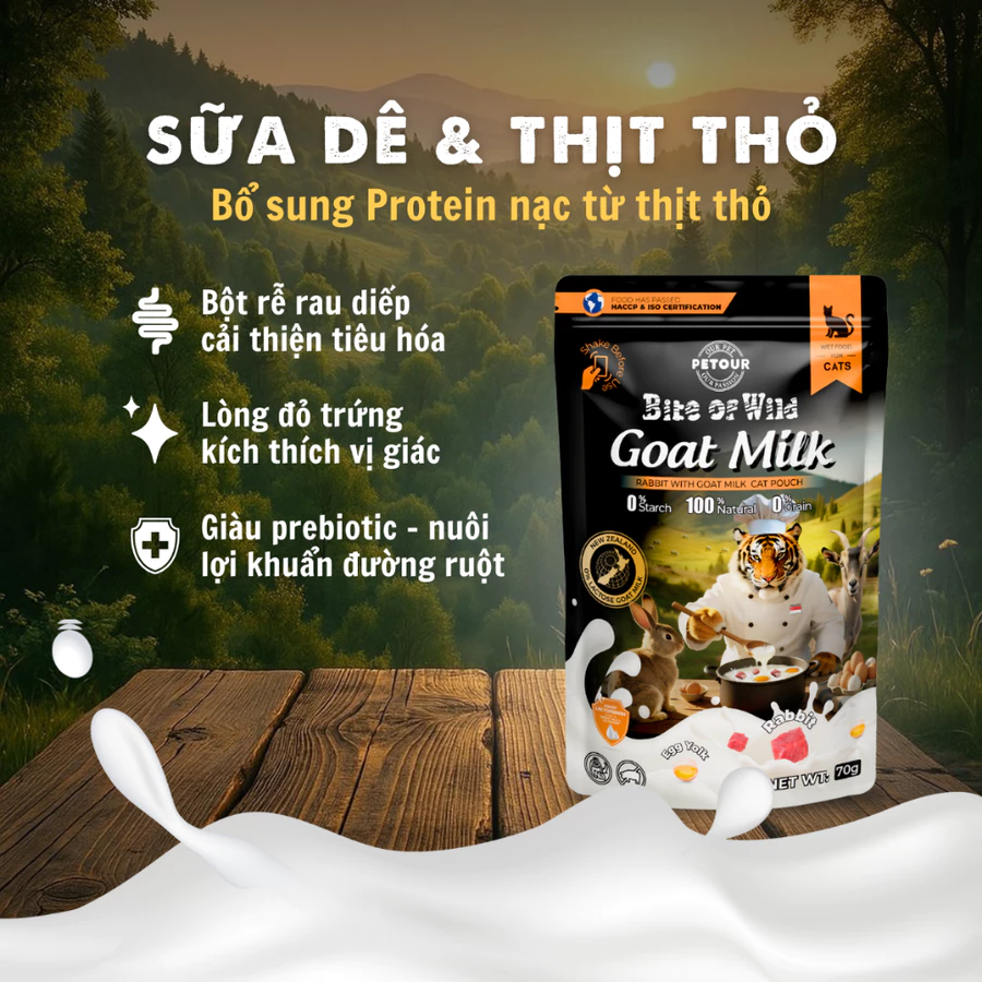 Pate mèo Bite Of Wild Dòng Sữa Dê (Túi 70g)
