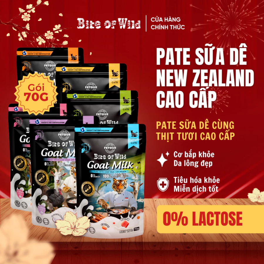 Pate mèo Bite Of Wild Dòng Sữa Dê (Túi 70g)
