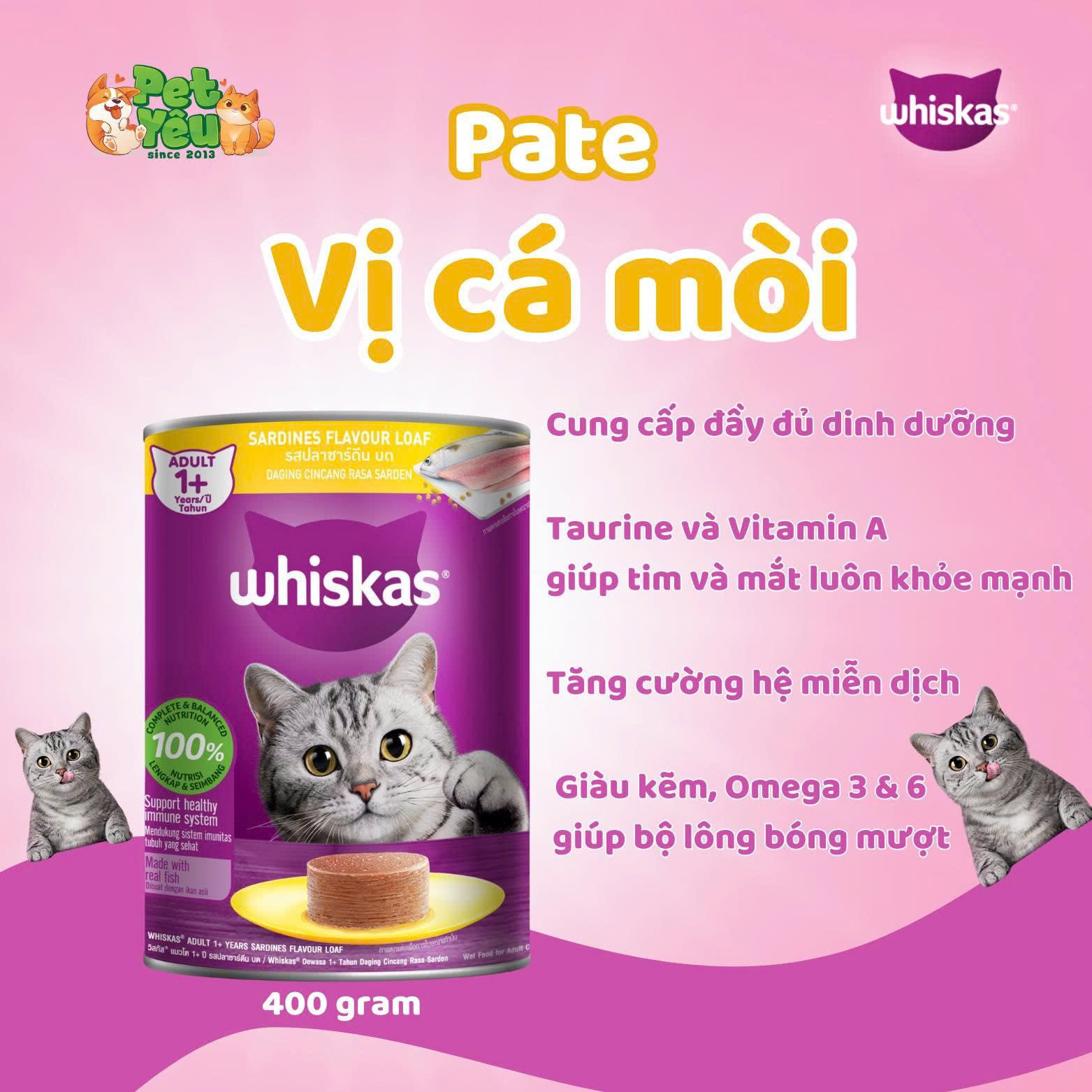 Pate Whiskas dành cho mèo-Lon 400G