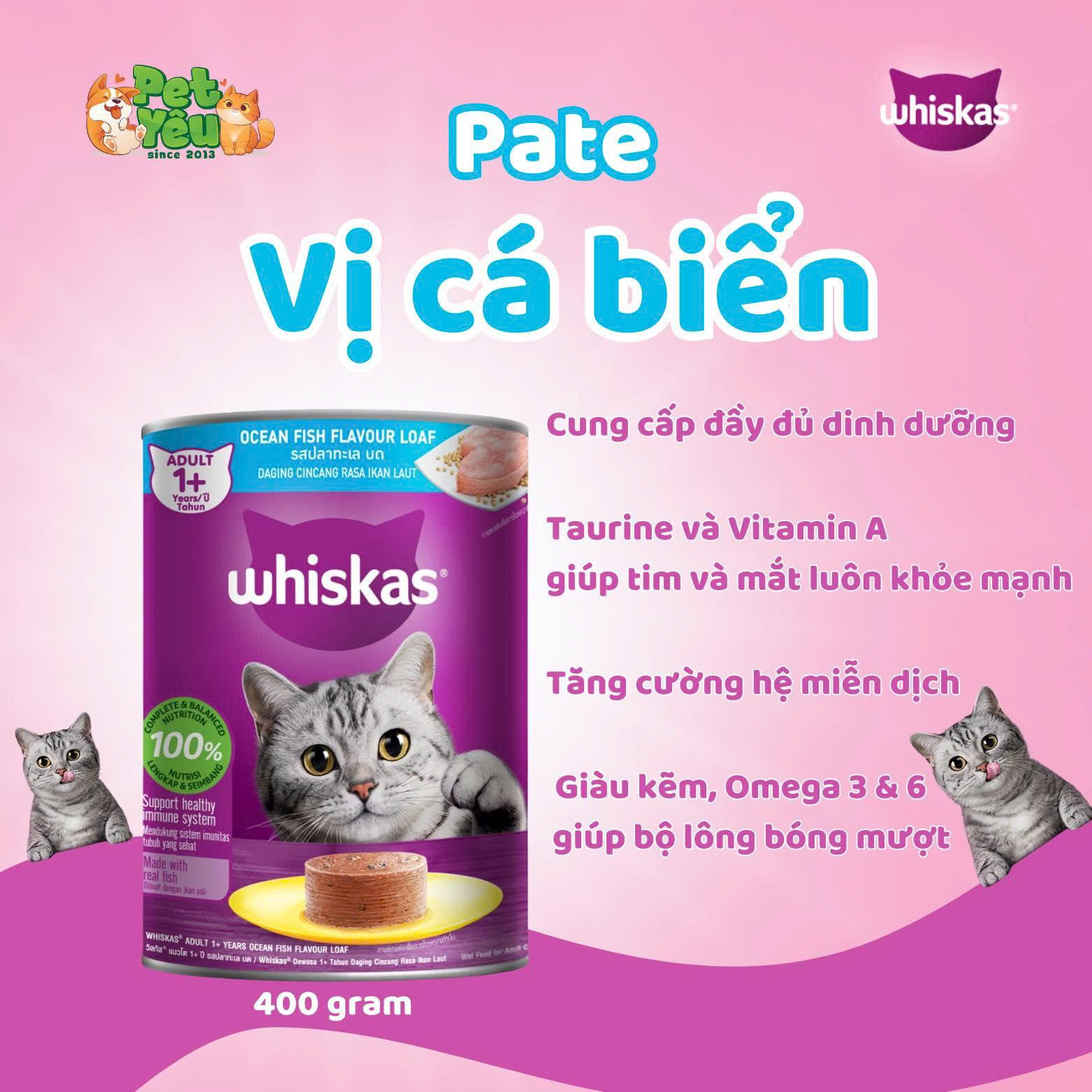 Pate Whiskas dành cho mèo-Lon 400G