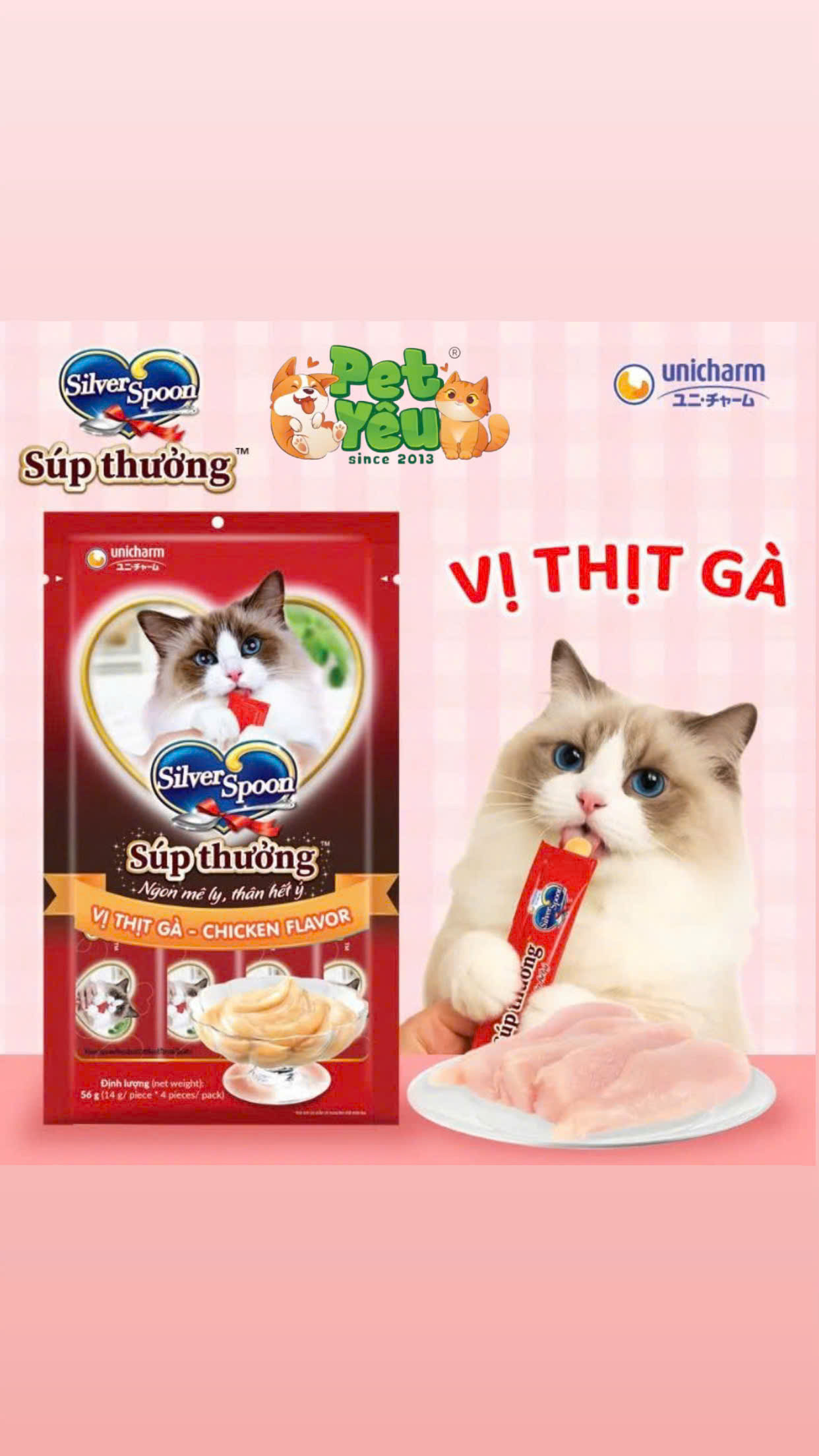 Súp thưởng cho mèo Silver Spoon- Túi 56G (14Gx 4 gói)