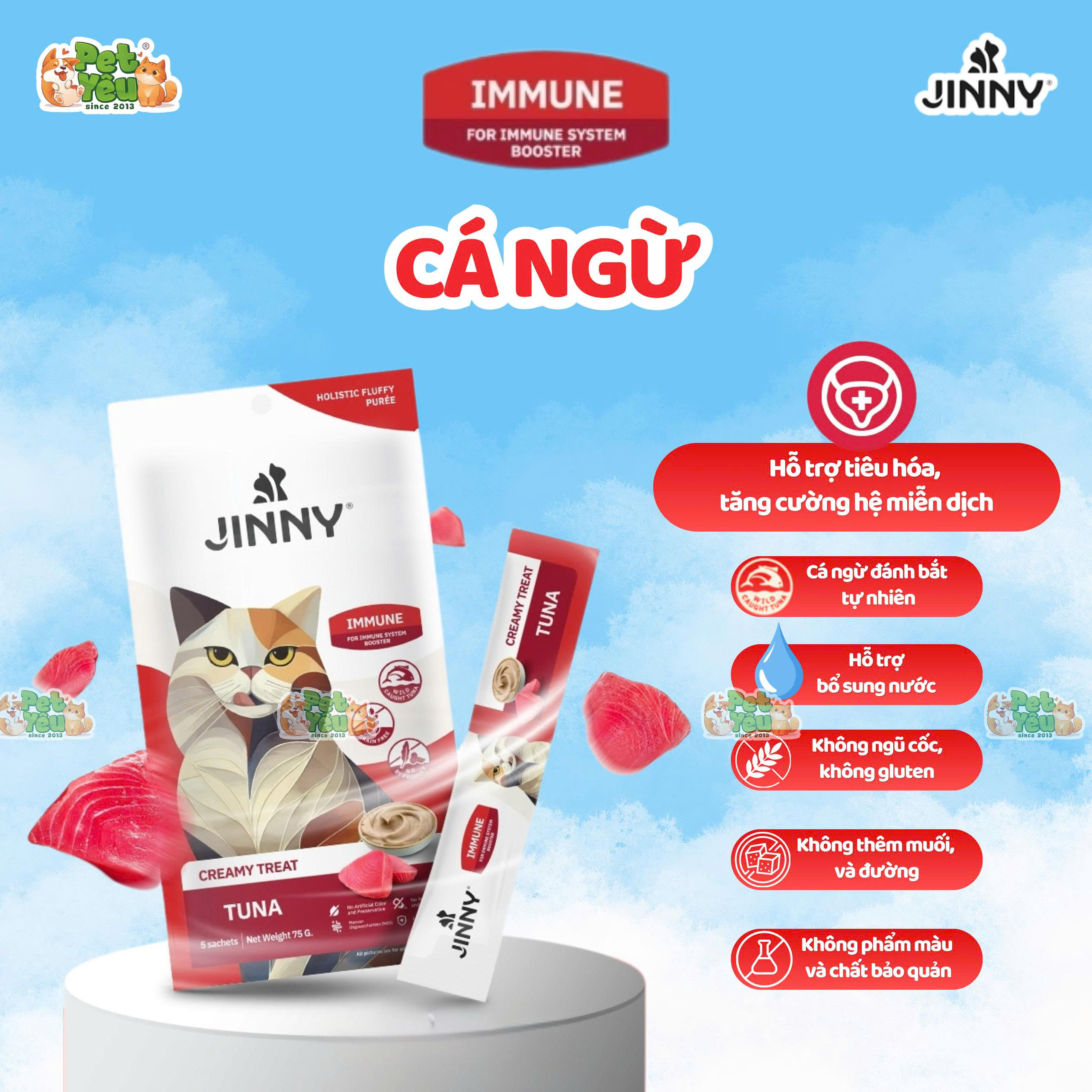 Súp thưởng dành cho mèo JINNY - Túi 75G ( 5Gói x 15G)