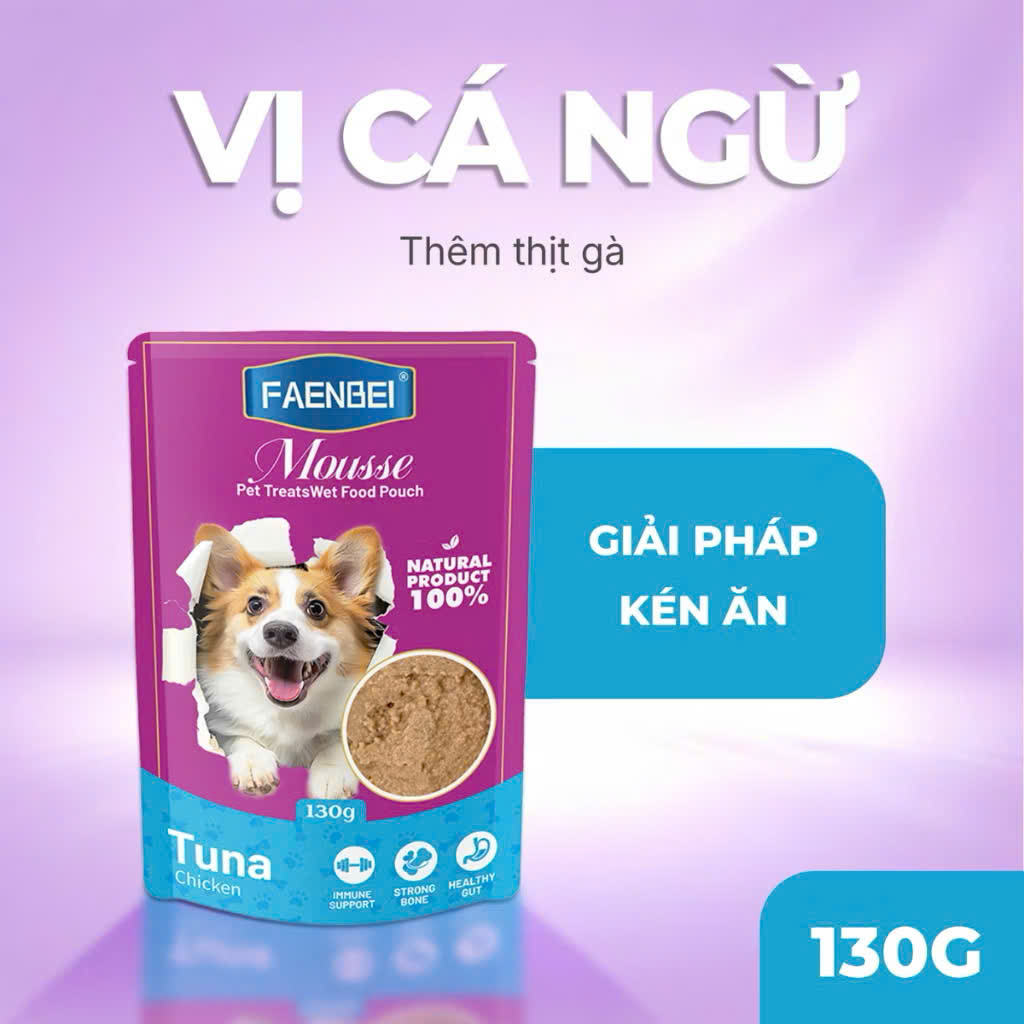 Pate Mousse FAENBEI cho chó từ 3 tháng tuổi - Túi 130G