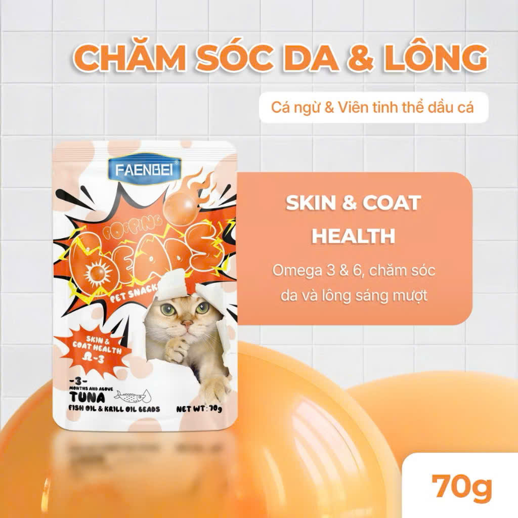 Pate Viên tinh thể chức năng FAENBEI cho mèo từ 3 tháng tuổi -  Túi 70G