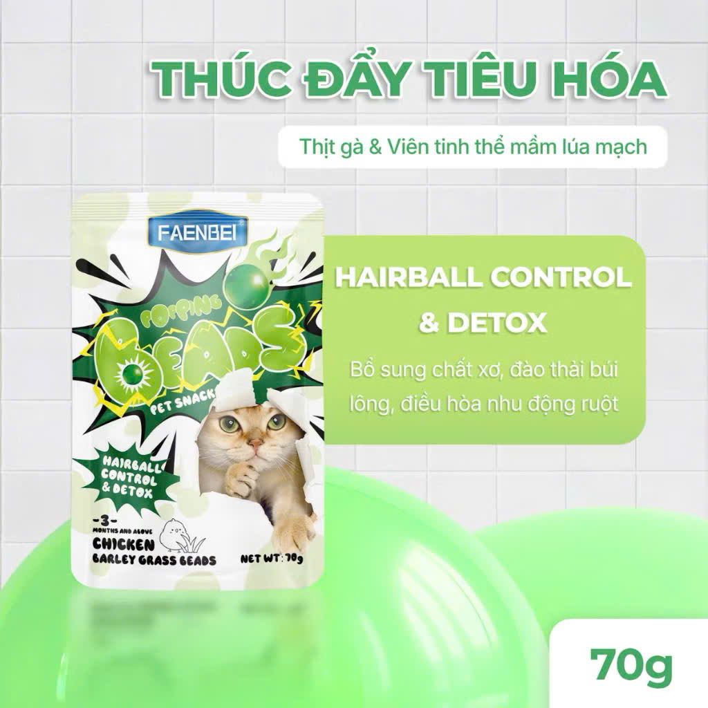Pate Viên tinh thể chức năng FAENBEI cho mèo từ 3 tháng tuổi -  Túi 70G