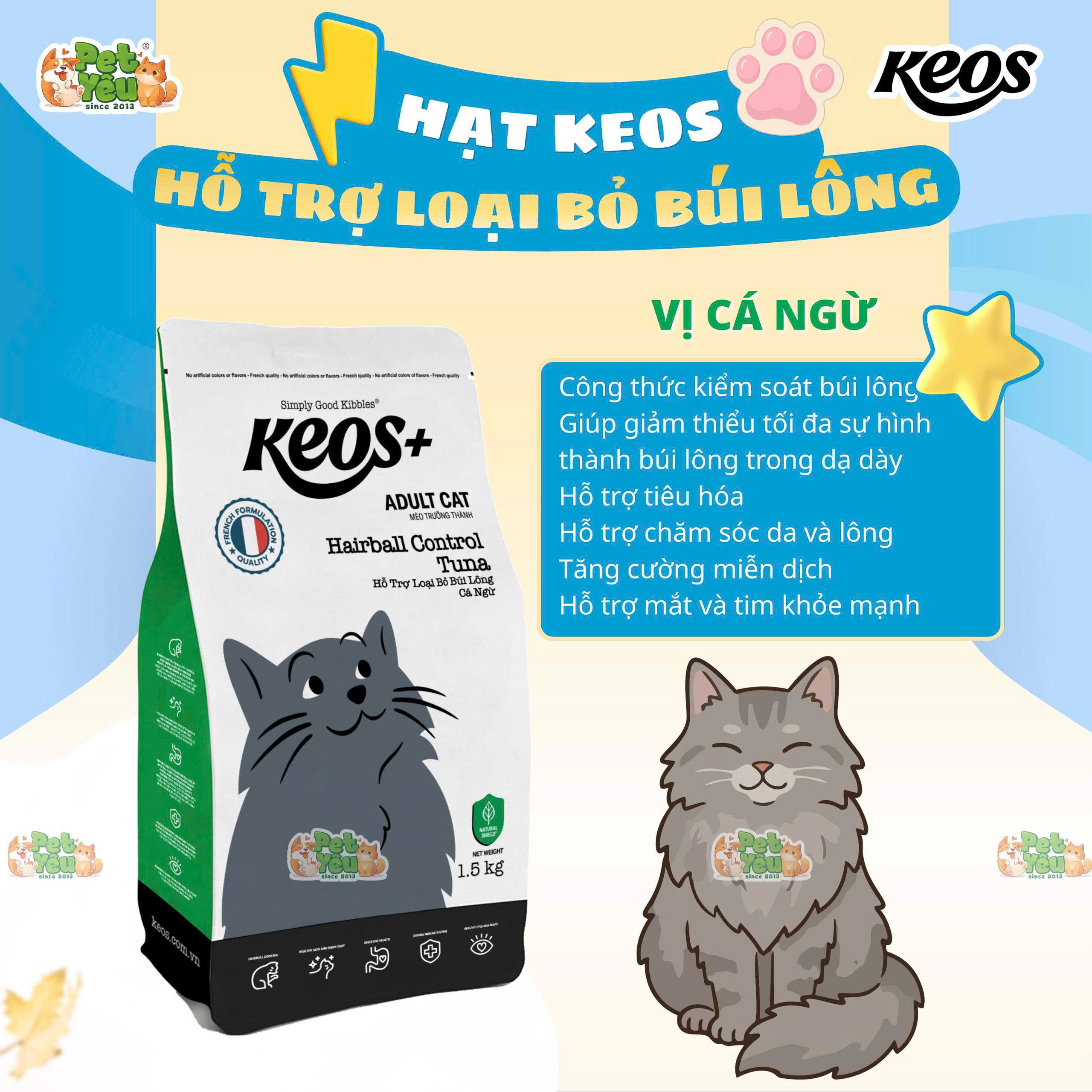 Thức ăn hạt dành cho mèo KEOS
